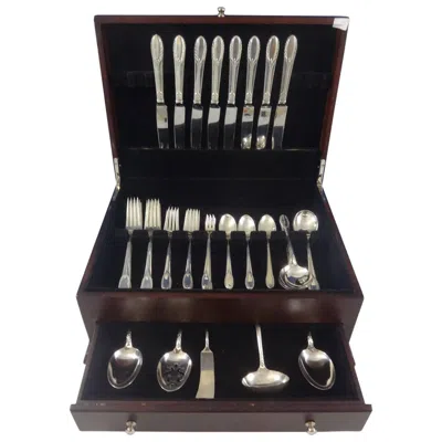 Pre-owned International Silver Trousseau By International Sterling Silver Flatware Service Set Dinner 53 Pieces In Black