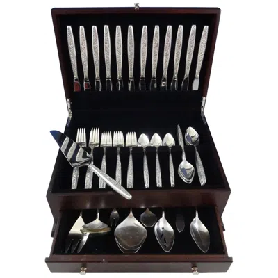 Pre-owned International Silver Valencia By International Sterling Silver Flatware Service For 12 In Black