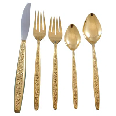 Pre-owned International Silver Valencia By International Sterling Silver Flatware Set 12 Service 63 Pcs Gold