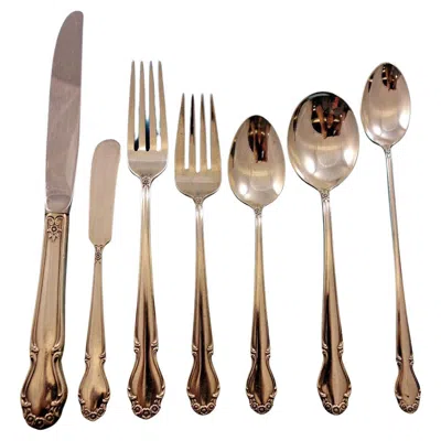 Pre-owned International Silver Wedding Bells By Intl Rogers Sterling Silver Flatware Set For 8 Service 59 Pcs In Brown