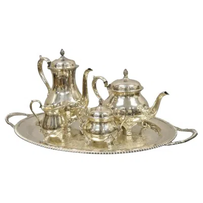 Pre-owned International Silver Wilcox  Co Silver Plated Tea Set W/ Serving Tray - 5 Pc Set In Brown