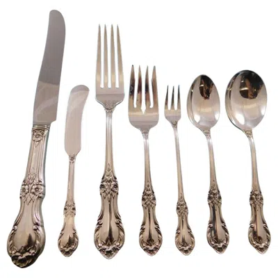 Pre-owned International Silver Wild Rose By International Sterling Silver Flatware Service 12 Set 90 Pcs Dinner In Red