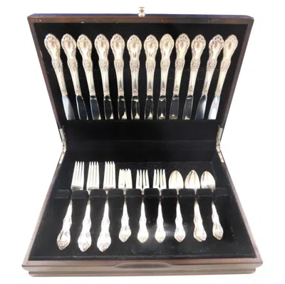 Pre-owned International Silver Wild Rose By International Sterling Silver Flatware Set 12 Service 48 Pcs In Red