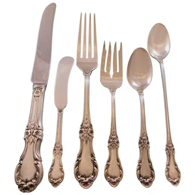 Pre-owned International Silver Wild Rose By International Sterling Silver Flatware Set 8 Service 51 Pcs Dinner In Red
