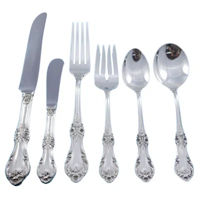 Pre-owned International Silver Wild Rose By International Sterling Silver Flatware Set 8 Service 52 Pieces In Red