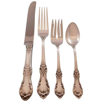 Pre-owned International Silver Wild Rose By International Sterling Silver Flatware Set For 8 Service 32 Pieces In Red