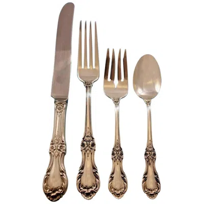 Pre-owned International Silver Wild Rose By International Sterling Silver Flatware Set For 8 Service 37 Pieces In Red
