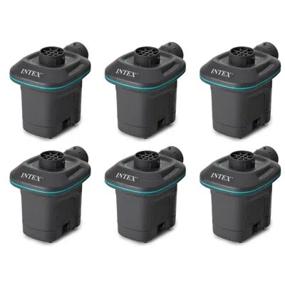 Intex 120v Ac Electric Quick Fill Air Pump With 3 Interconnected Nozzles, 6 Pack In Black