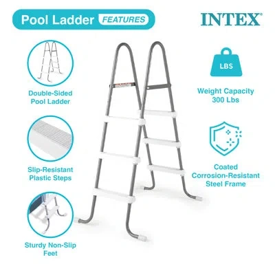 Intex 12'x30" Swimming Pool W/ Pump, Pool Ladder For 42 Wall, & 12 Cover In White