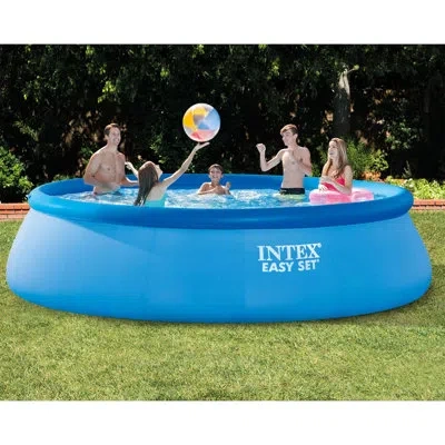 Intex 15' X 42" Easy Set Portable Inflatable Swimming Pool And Maintenance Kit In Gray