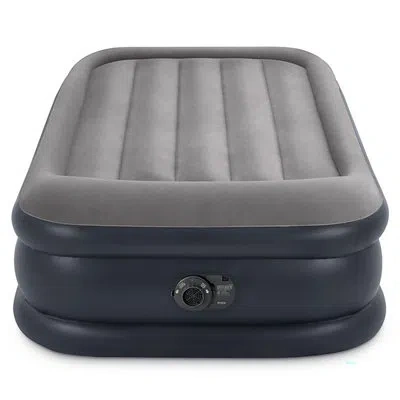 Intex 16.5" Dura-beam Plus Air Mattress With Built-in Electric Pump In Gray