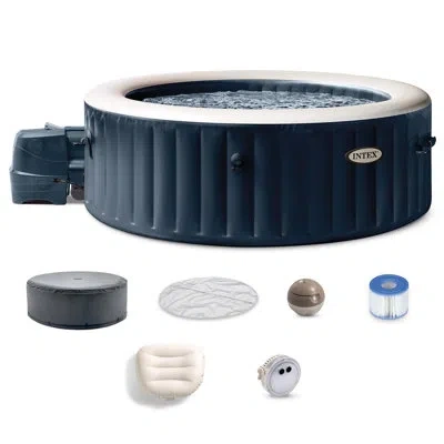 Intex 28429ep Purespa Plus 4 Person Inflatable Hot Tub Bubble Jet Spa, 77" X 28" In Blue
