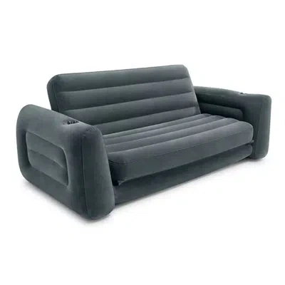 Intex 3 Piece Inflatable Pull-out Sofa Bed Couch And Chair Sleeper 14" Air Mattress Set