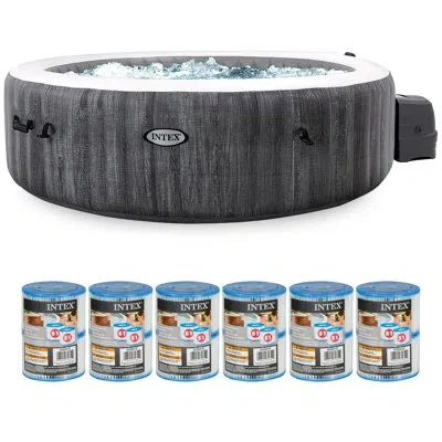 Intex 6 - Person 140 - Jet Inflatable Hot Tub In Gray;gray