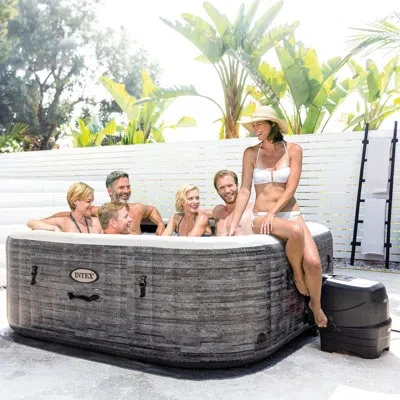 Intex 6 - Person 140 - Jet Vinyl Inflatable Hot Tub In Gray