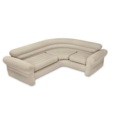 Intex 80" Wide Right Hand Facing Corner Sectional In Beige Vinyl,beige