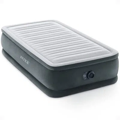 Intex Comfort Deluxe Dura-beam Plush Air Mattress Bed With Built-in Pump In Gray