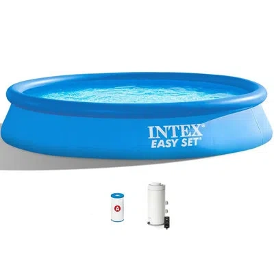 Intex : Easy Set Pool & Pump - 12' X 30" - Inflatable Above Ground Swimming Set, 530 Gph Cartridge Filter  In Blue