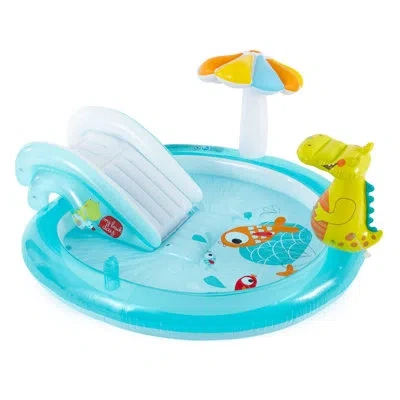 Intex Gator Outdoor Inflatable Kiddie Pool Water Play Center With Slide (3 Pack) In Blue
