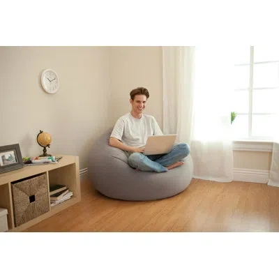Intex Inflatable Beanless Bag Chair, Grey &  120-volt  Electric Air Pump In Gray