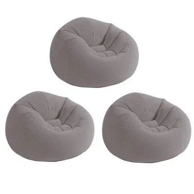 Intex Inflatable Contoured Beanless Bag Lounge Chair, Gray (3 Pack)