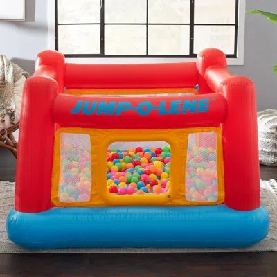 Intex Inflatable Jump-o-lene Trampoline Bounce House With Crawl-thru Door & Net In Blue;red;yellow