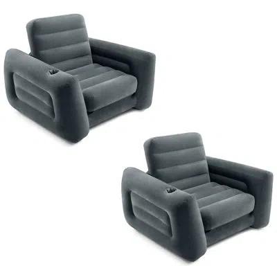 Intex Inflatable Pull Out Sofa Chair Sleeper/twin Sized 46" Air Mattress (2 Pack) In Gray