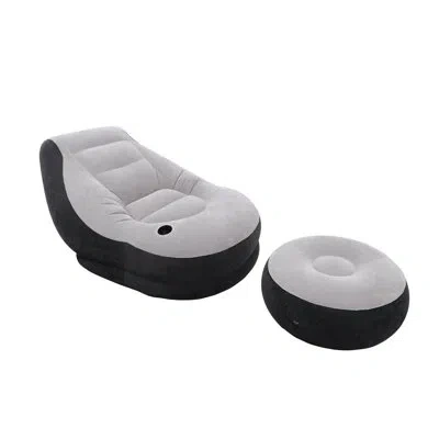 Intex Inflatable Ultra Lounge Chair With Cup Holder And Ottoman Set (4 Pack) In Gray