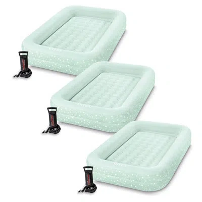 Intex Kidz Raised Frame Camping Travel Air Mattress Bed W/ Hand Pump In Gray