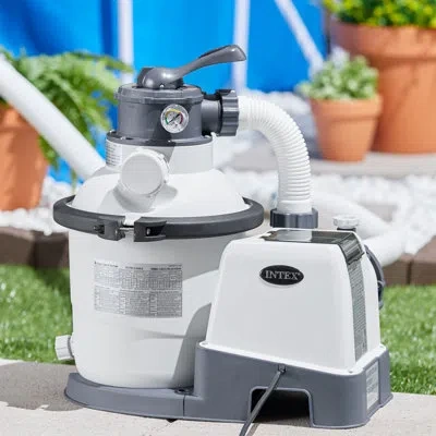 Intex Krystal Clear 1500 Gph Sand Filter Pump For Above Ground Swimming Pools In White
