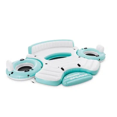 Intex Laguna Splash Island Floating Water Raft With 2 Detachable Lounge Tubes In White