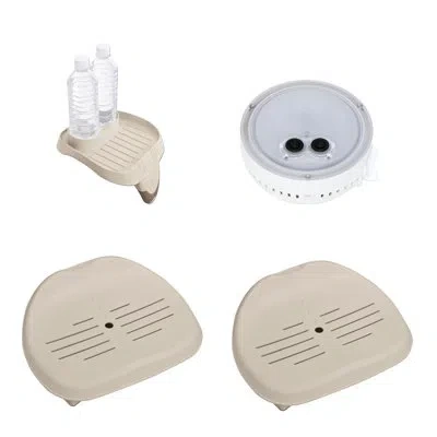 Intex Led Light For Spa W/ Cup Holder And Refreshment Tray W/ Seat For Spa(2 Pk) In Beige