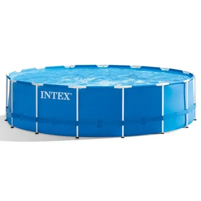 Intex Metal Frame Round Above Ground Swimming Pool W/pump In Blue
