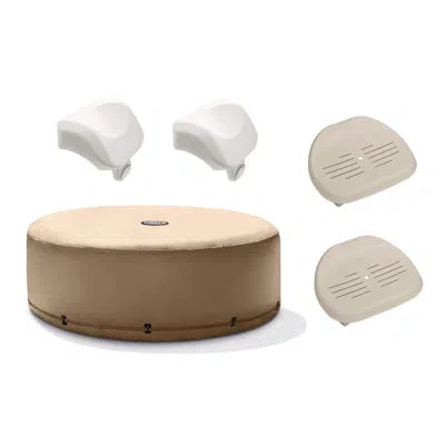 Intex Purespa Hot Tub Cover W/ Foam Headrest (2 Pack) & Removable Seat (2 Pack) In Brown