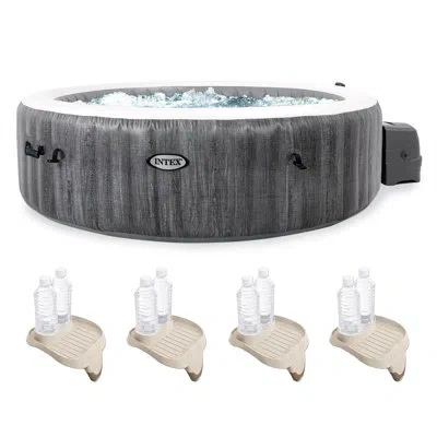 Intex Purespa Inflatable Spa And Attachable Drink And Snack Tray (4 Pack) In Gray