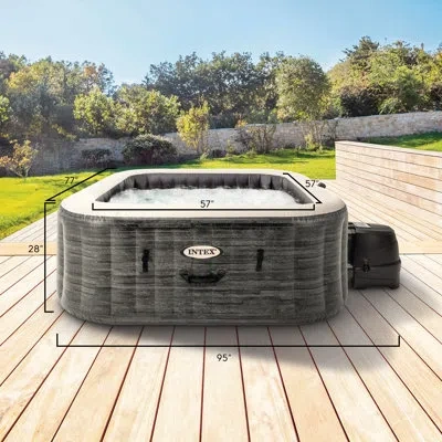 Intex Purespa Plus Graystone Inflatable Hot Tub, 94 X 28", W/ Cup Holder 4-pack