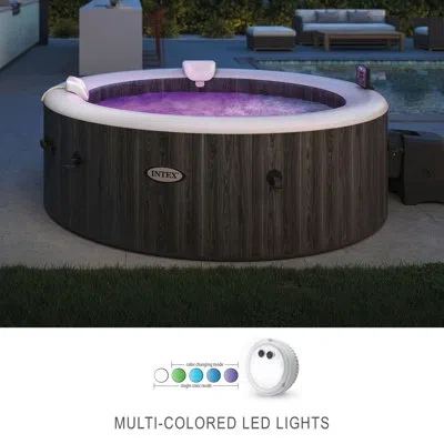 Intex Purespa Plus Inflatable 85 X 28 In Spa And Multi-colored Led Light In Gray