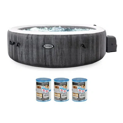 Intex Purespa Plus Inflatable Hot Tub +  Type S1 Filter Cartridges (6 Pack) In White;gray;white;gray