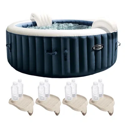 Intex Purespa Plus Portable Inflatable Spa And Attachable Snack Tray (4 Pack) In Blue
