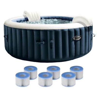 Intex Purespa Plus Portable Inflatable Spa And Type S1 Filter Cartridges (6 Pack) In Blue;white