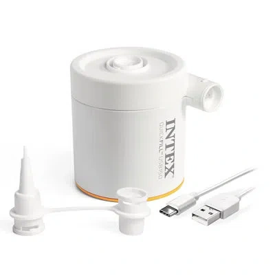 Intex : Quick-fill Electric Air Pump - Usb150 - Inflate Mattress-floats, 2 Interconnecting Nozzles, 8.5' U In White