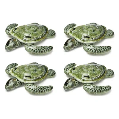 Intex Realistic Sea Turtle Inflatable Ride On Pool Float With Handles (4 Pack) In Green