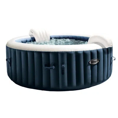 Intex Rechargeable Pool Vacuum Cleaner And Inflatable Hot Tub Bubble Jet Spa In Blue