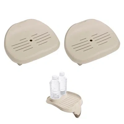 Intex Removable Hot Tub Seat And Cup Holder Tray Accessory In Tan