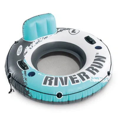 Intex River Run 1 Person Inflatable Floating Tube Lake Pool Ocean Raft, 53 Inch In Blue