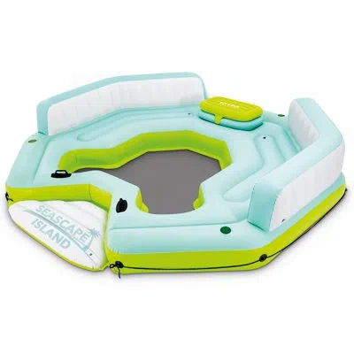 Intex Seascape Island Inflatable Water Lounge With Built In Cooler And Backrests In Blue
