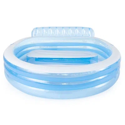 Intex Swim Center Round Inflatable Above Ground Family Lounge Outdoor Pool, Blue