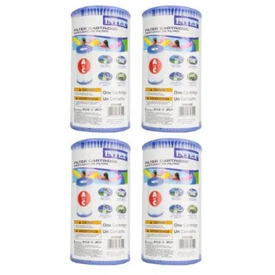 Intex Type A Easy Set Above Ground Pool Replacement Filter Cartridge, (4 Pack) In Multi