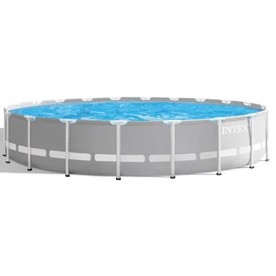 Intex Ultra Xtr Frame Round Above Ground Outdoor Swimming Pool Set In Dark Gray