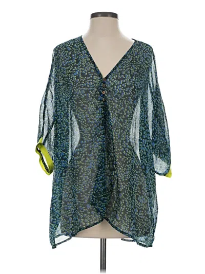 Pre-owned Intimately By Free People 3/4 Sleeve Blouse In Green